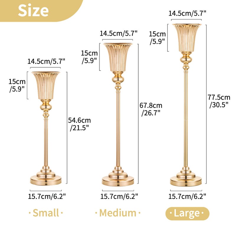 NUPTIO Centerpiece Vase Tall Gold: 2 Pcs 30.5" Wedding Flower Stand for Table Metal Trumpet Vase for Party Decorations - Image 5